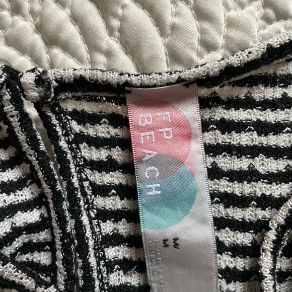 Free People Beach Black and White Striped Peter Pan Collar Dress Twee - Picture 4 of 4